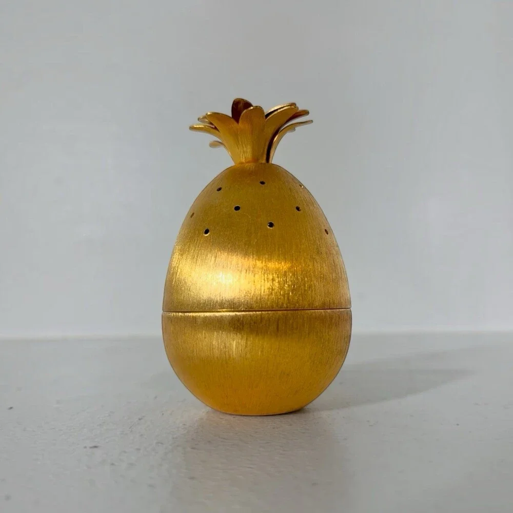 Vintage Napier Brushed Gold Pineapple Toothpick Holder Appetizer Hors d’Oeuvres
